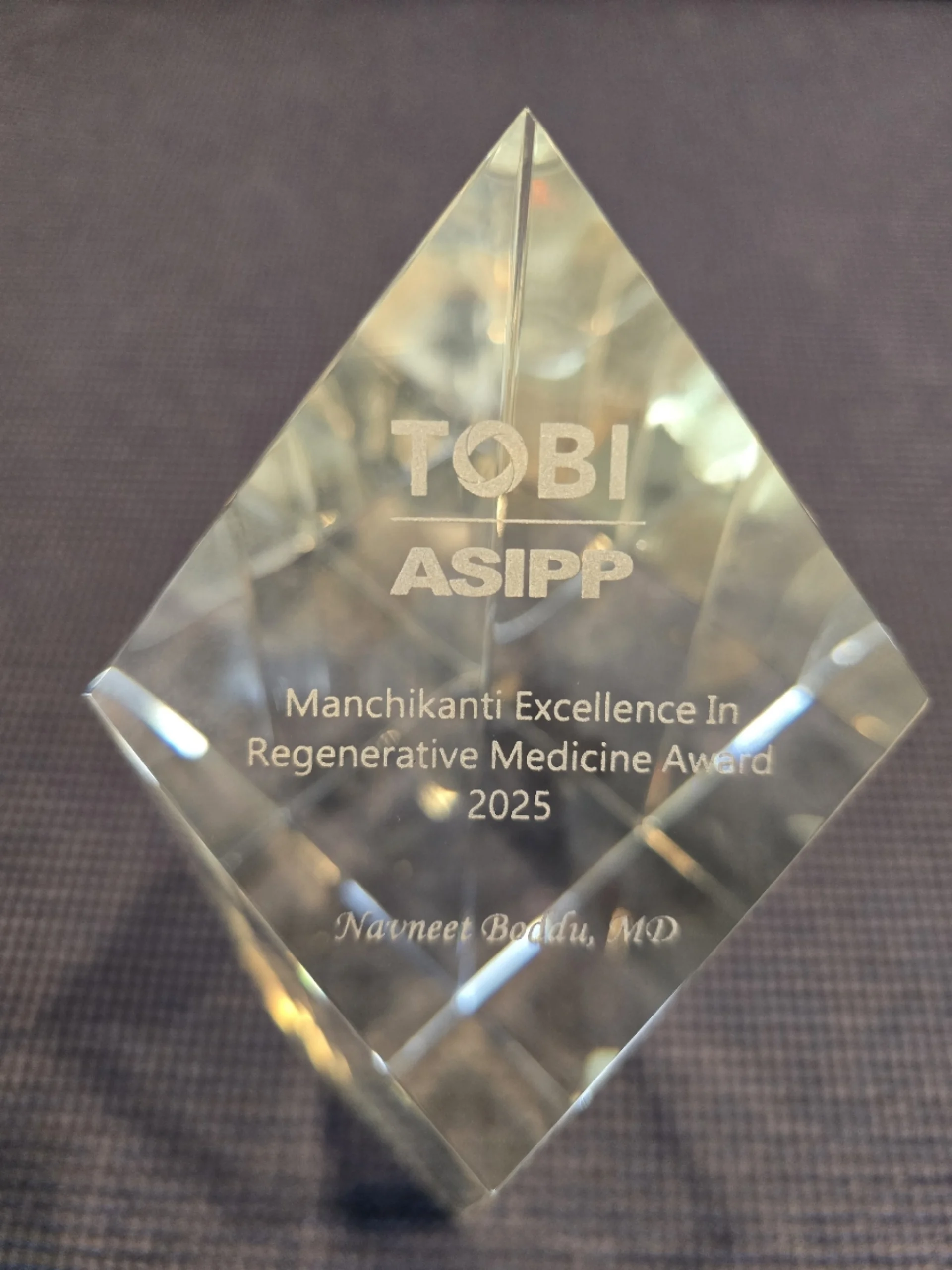 Excellence in Regenerative Medicine Award, TOBI and ASIPP, Las Vegas (March 2025)