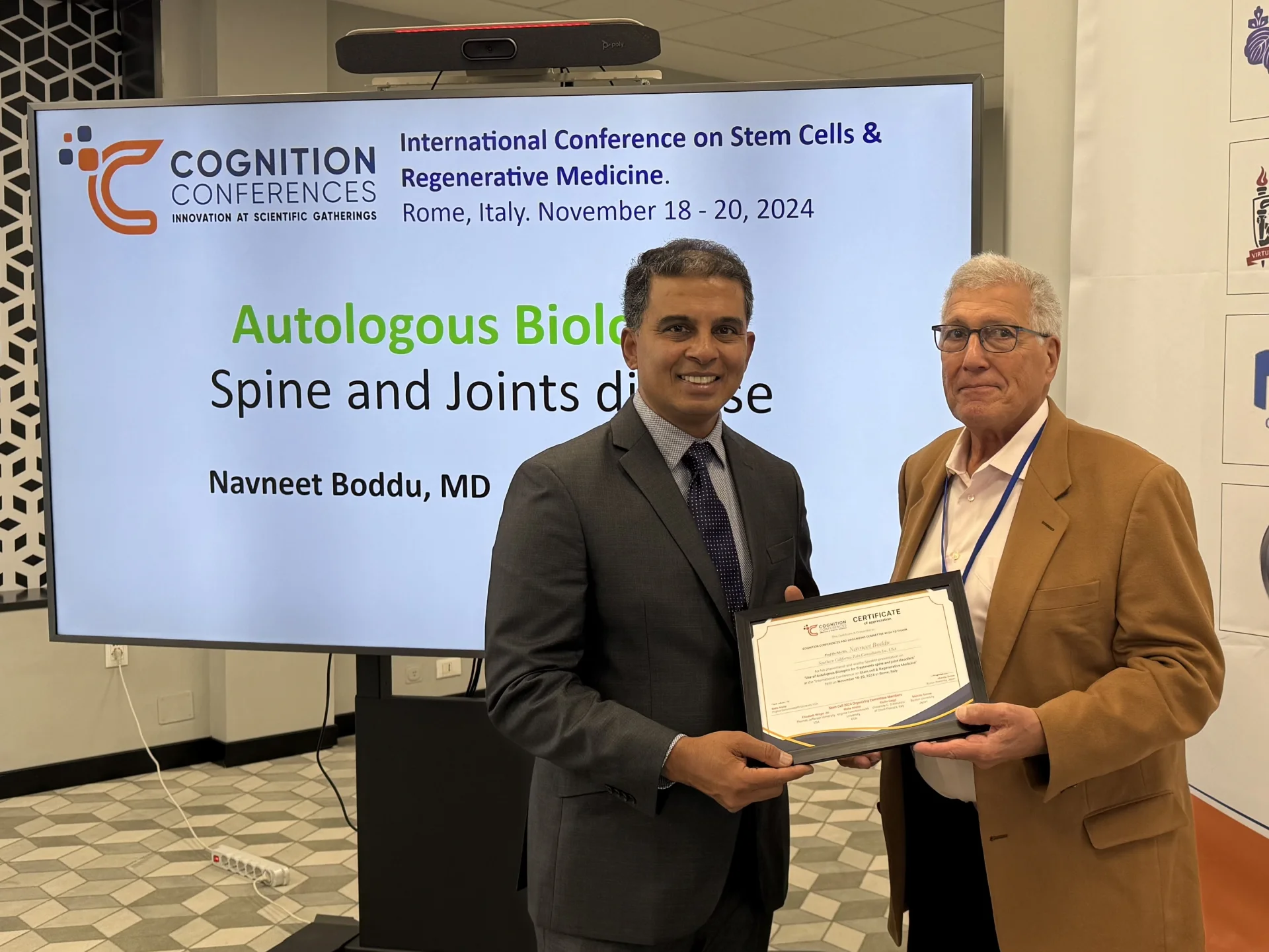 Faculty Speaker, International Conference on Stem Cells and Regenerative Medicine, Rome, Italy (November 2024)